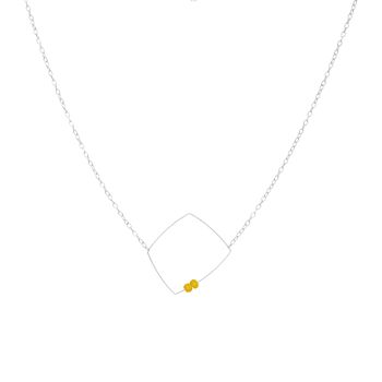 Collier pendentif carré avec perles rondes en pierres précieuses 12