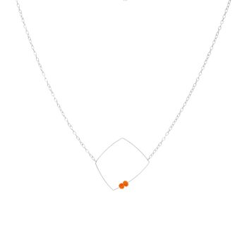 Collier pendentif carré avec perles rondes en pierres précieuses 8