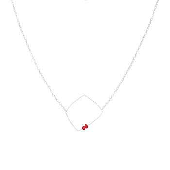 Collier pendentif carré avec perles rondes en pierres précieuses 10