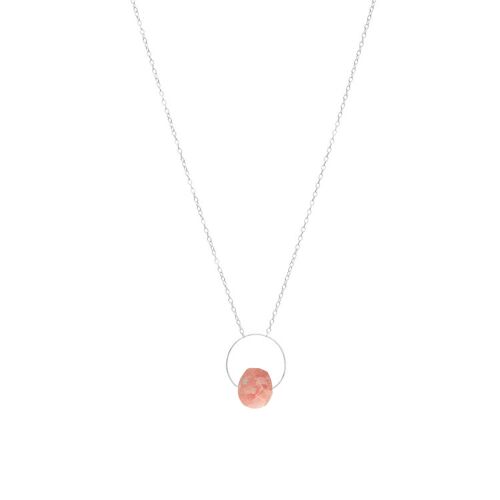 Petite Circle Pendant Necklace with hand cut precious gem options