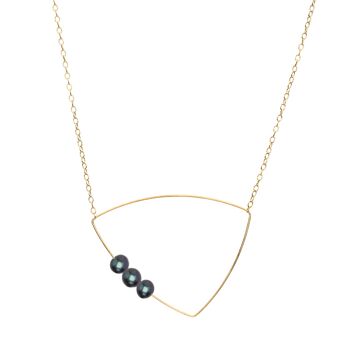 Collier pendentif triangle avec perles d'eau douce rondes 14