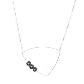 Collier pendentif triangle avec perles d'eau douce rondes 1