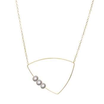 Collier pendentif triangle avec perles d'eau douce rondes 15