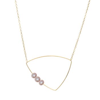 Collier pendentif triangle avec perles d'eau douce rondes 16