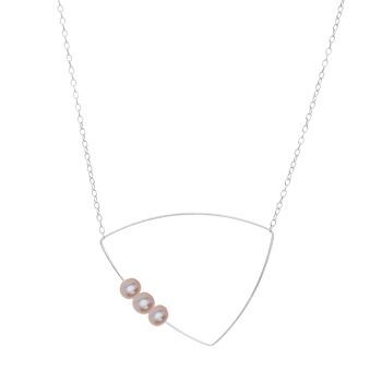 Collier pendentif triangle avec perles d'eau douce rondes 12