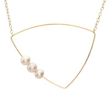 Collier pendentif triangle avec perles d'eau douce rondes 7