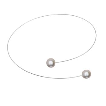 Tour de cou asymétrique rond avec perles d'eau douce rondes 11