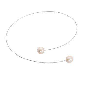 Tour de cou asymétrique rond avec perles d'eau douce rondes 13