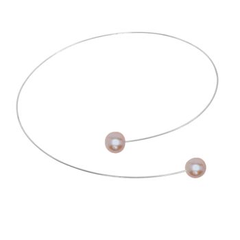 Tour de cou asymétrique rond avec perles d'eau douce rondes 12