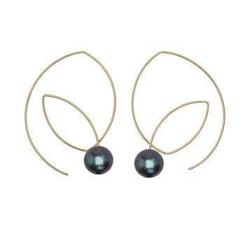 Grandes boucles d'oreilles à boucle angulaire avec perles d'eau douce naturelles rondes avec options de couleur 9