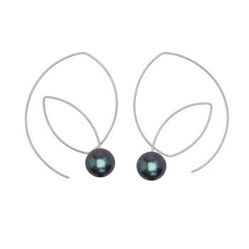 Grandes boucles d'oreilles à boucle angulaire avec perles d'eau douce naturelles rondes avec options de couleur 8