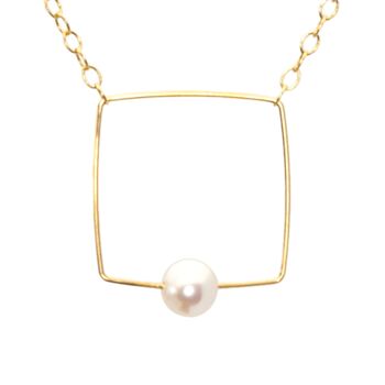 Petit collier pendentif carré avec perle d'eau douce ronde 6