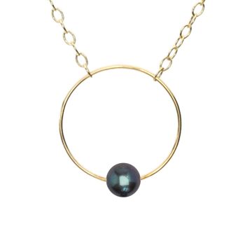 Collier pendentif petit cercle avec perle d'eau douce ronde 8