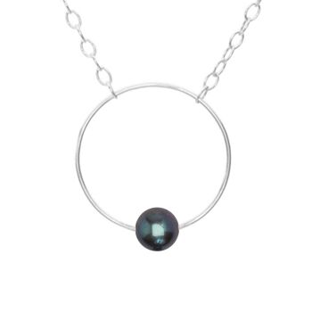 Collier pendentif petit cercle avec perle d'eau douce ronde 1