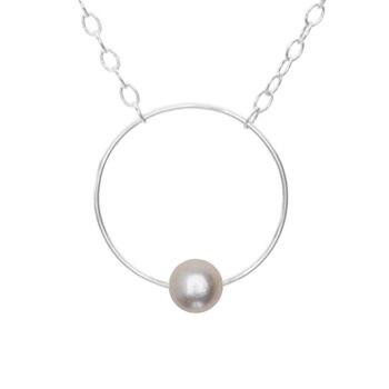 Collier pendentif petit cercle avec perle d'eau douce ronde 5