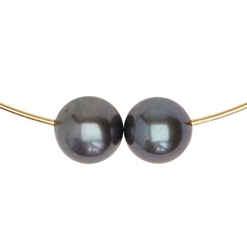 Collier rond avec perles d'eau douce noires paon 5