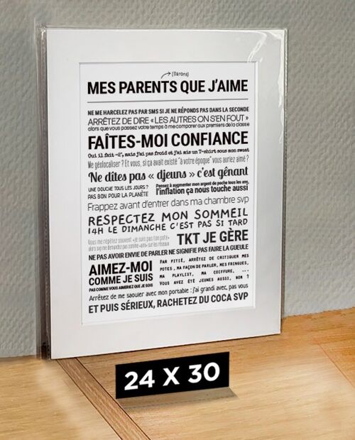 Affiche "MES PARENTS (darons) QUE J'AIME"