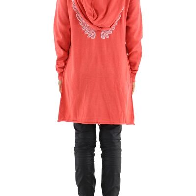 Hooded knit cardigan with wings pattern - 8307