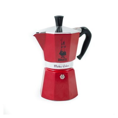 Moka Express Aluminium Stovetop Coffee Maker 6 Cup - Red