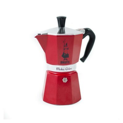 Moka Express Aluminium-Herdkaffeemaschine 6 Tassen – Rot