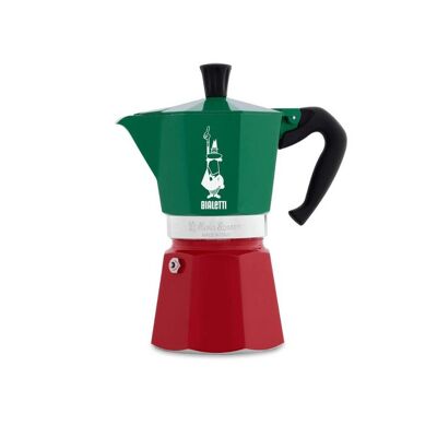 Moka Express Aluminium Stovetop Coffee Maker 6 Cup - Tricolore Italia