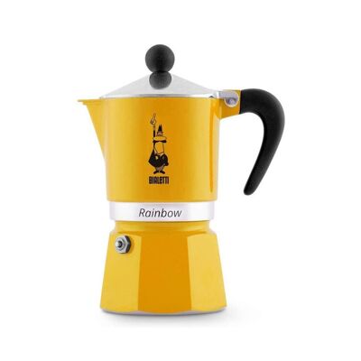 Rainbow Aluminium Stovetop Coffee Maker 6 Cup - Yellow