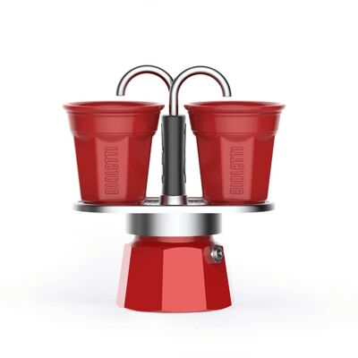 Cafetière Mini Express Double Serve pour cuisinière 2 tasses et 2 tasses - Rouge