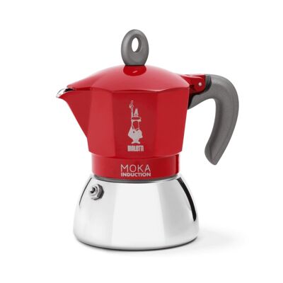 Moka Induction Stovetop Coffee Maker 4 cup - Red