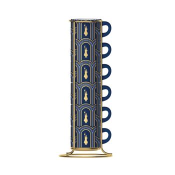 Lot de 6 Tasses Espresso Stacked - Déco Glamour Bleu - ÉDITION LIMITÉE 1