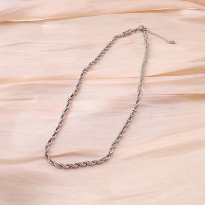 Silver necklace, wavy chain