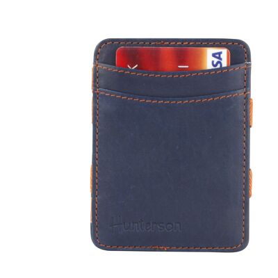 Portefeuille magique bicolore bleu et orange RFID