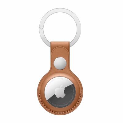 Brown leather Apple AirTag keychain