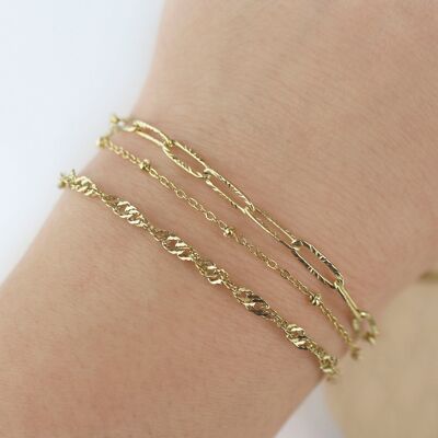 Set aus 3 minimalistischen Armbändern aus goldfarbenem Edelstahl