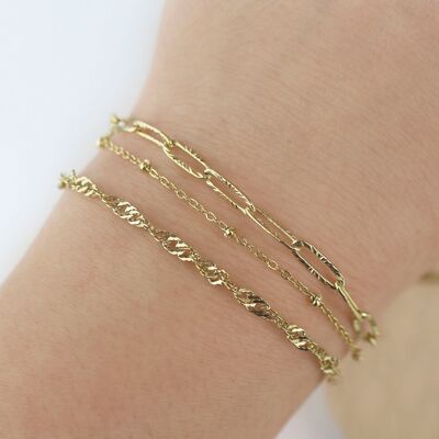 Set of 3 minimalist bracelet in gold stainless steel