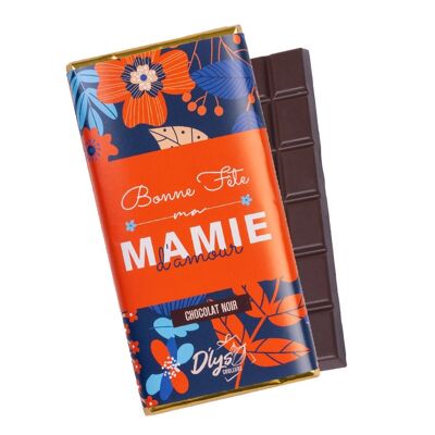 Tablette de chocolat "Bonne Fête Mamie" - chocolat noir 72%