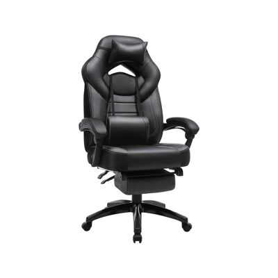 Gaming-Stuhl mit Fußstütze und Kopfstütze schwarz