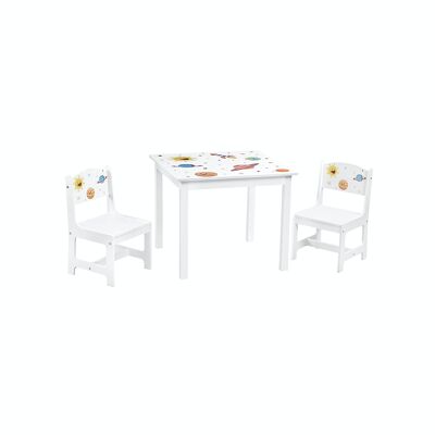 Kindertischset mit 2 Stühlen Weiß