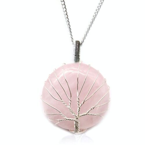 IGJ-01 - Tree of Life Gemstone Necklace - Rose Quartz - Sold in 1x unit/s per outer