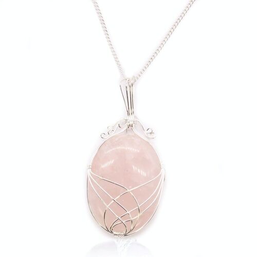 IGJ-06 - Swirl Wrapped Gemstone Necklace - Rose Quartz - Sold in 1x unit/s per outer