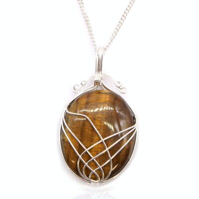 IGJ-07 - Swirl Wrapped Gemstone Necklace - Tiger Eye - Sold in 1x unit/s per outer