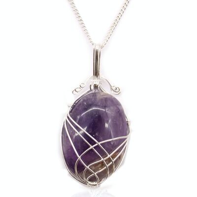 IGJ-08 - Swirl Wrapped Gemstone Necklace - Amethyst - Sold in 1x unit/s per outer
