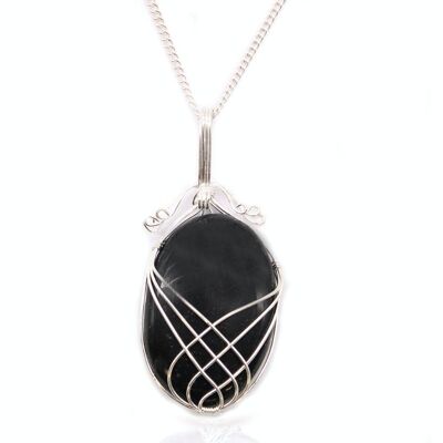 IGJ-09 - Swirl Wrapped Gemstone Necklace - Black Onyx - Sold in 1x unit/s per outer