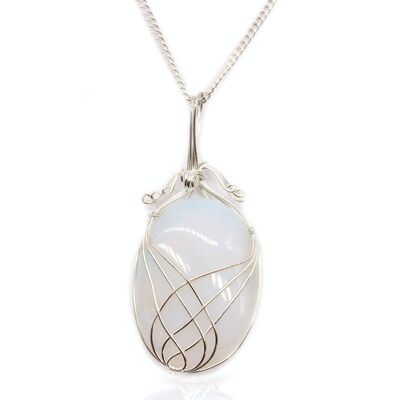 IGJ-10 - Swirl Wrapped Gemstone Necklace - Opalite - Sold in 1x unit/s per outer
