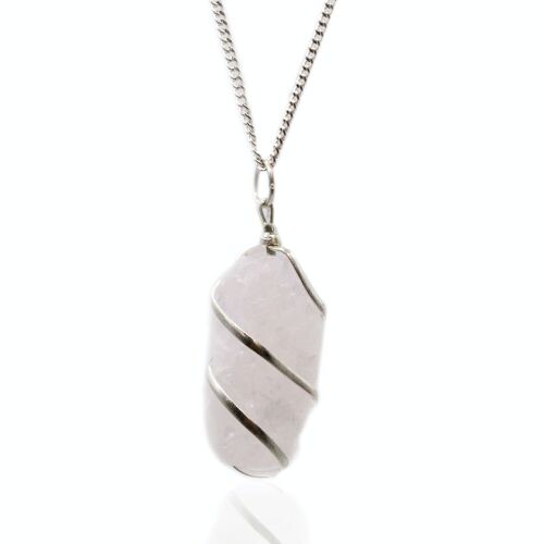 IGJ-11 - Cascade Wrapped Gemstone Necklace - Rough Rose Quartz - Sold in 1x unit/s per outer