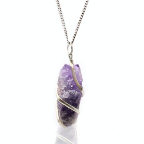 IGJ-13 - Cascade Wrapped Gemstone Necklace - Rough Amethyst - Sold in 1x unit/s per outer