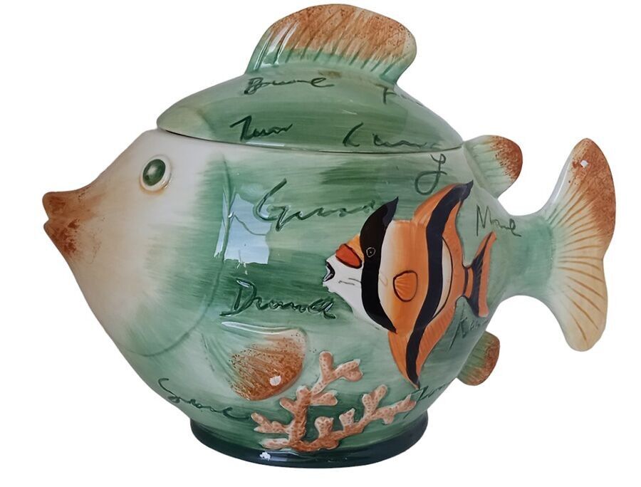 CERAMIC BISCUIT BOX "FISH" DIMENSION: 30x17x24cm DD-109