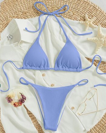 Soutien-gorge rembourré noué de couleur unie et maillot de bain deux pièces bikini 8