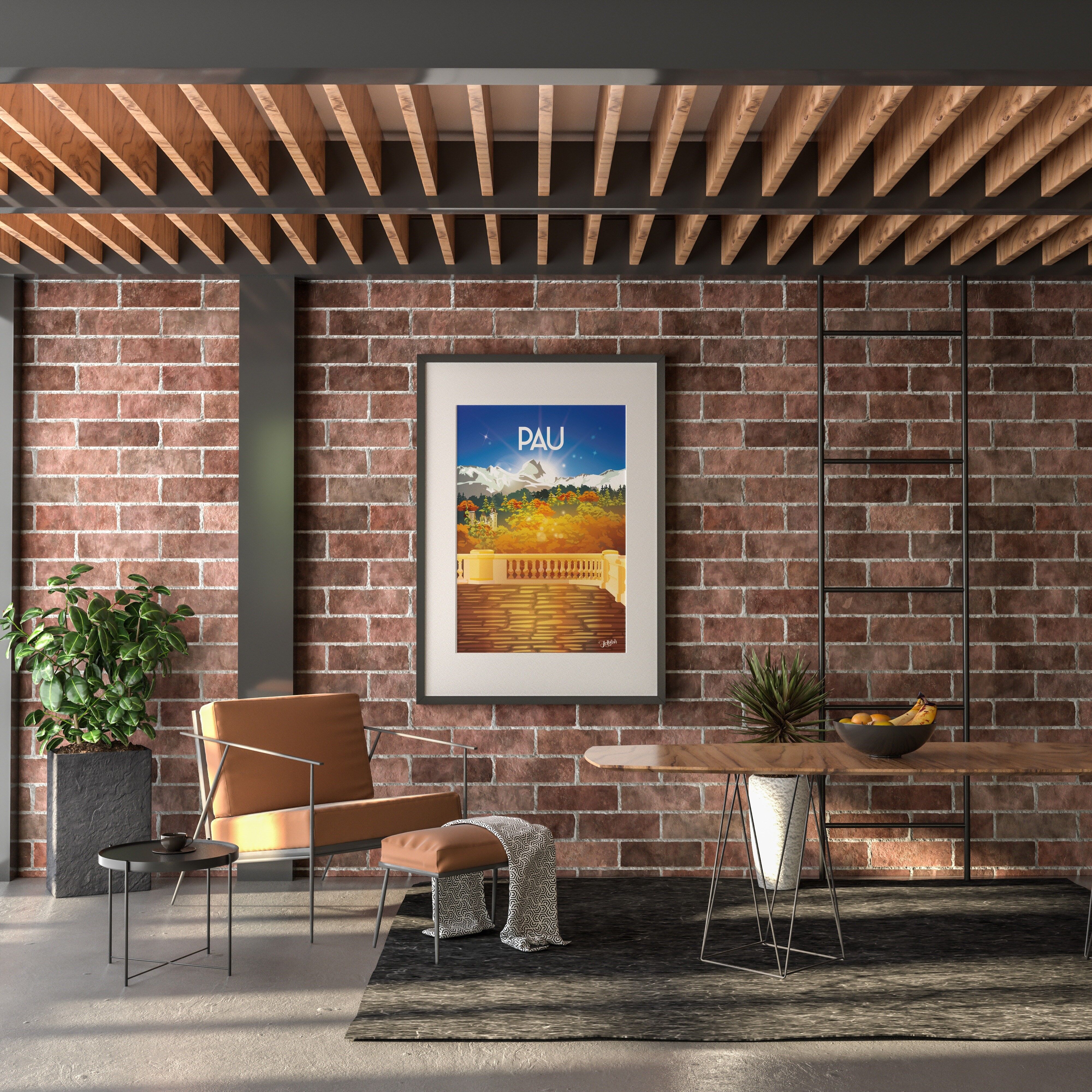 Manifesto della città di Pau 50x70 cm