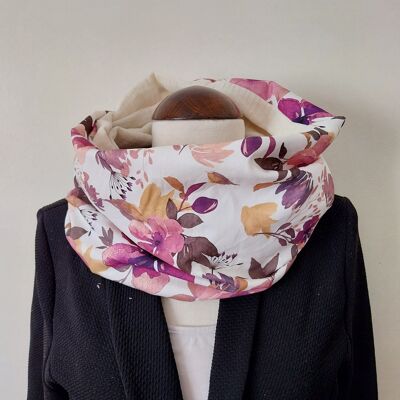 Double wrap cotton scarf with purple floral patterns and double cotton gauze 8 colors to choose from