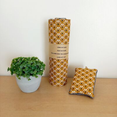 Kit of 6 paper towels and 1 geometric washable sponge